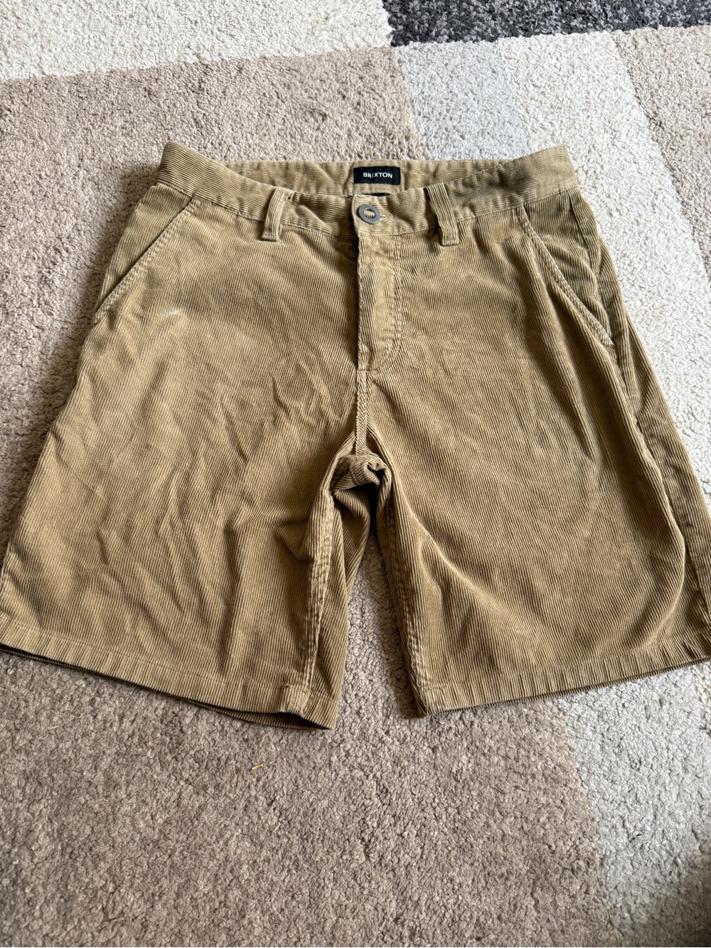 Brixton Corduroy Flat Front Shorts in Tan